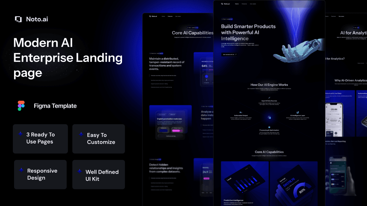 Noto.ai - Modern AI Enterprise Landing page Figma template